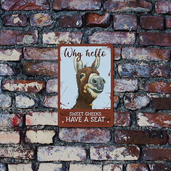 New Donkey / Mule Bathroom Metal / Tin Sign for Wall 12 x 8 inches - Picture 6 of 6